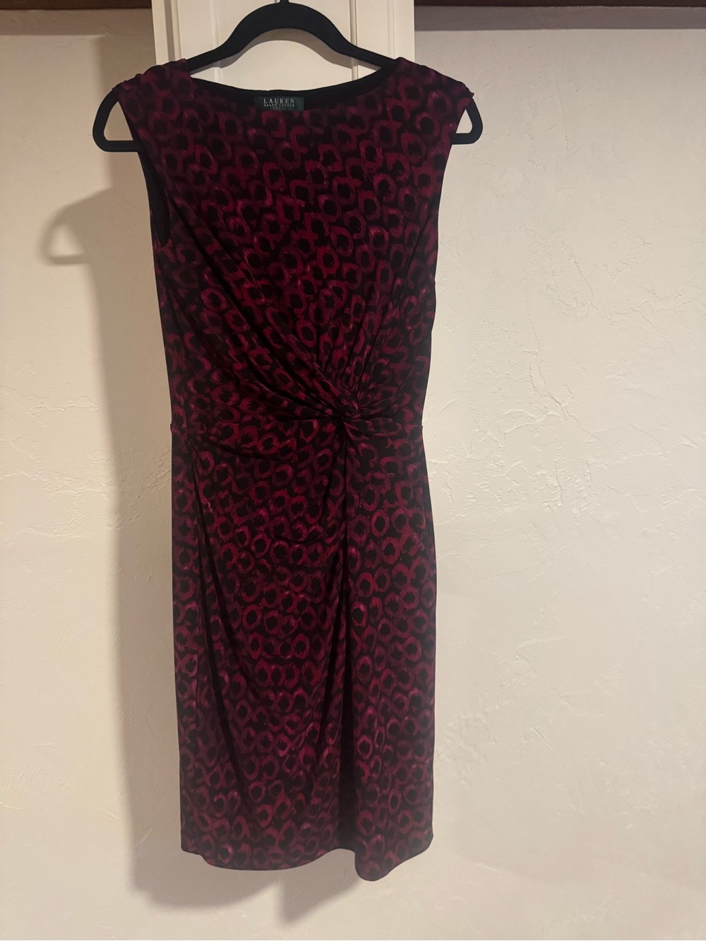 Lauren Ralph Lauren Burgundy Twist-Front Sheath Dress 8 women’s